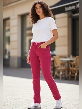 LIKE NEW LOFT Bright Fuchsia ‘VELVET’  velour Straight-Leg Pants